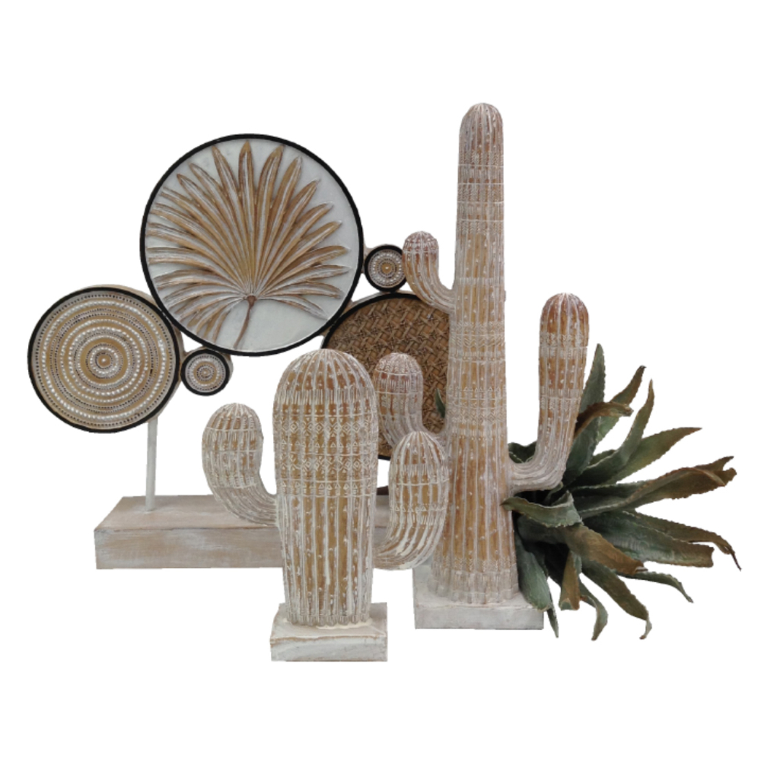 ARIANE 1 DECO CACTUS POLYRESIN NATURAL WHITE 19x6x