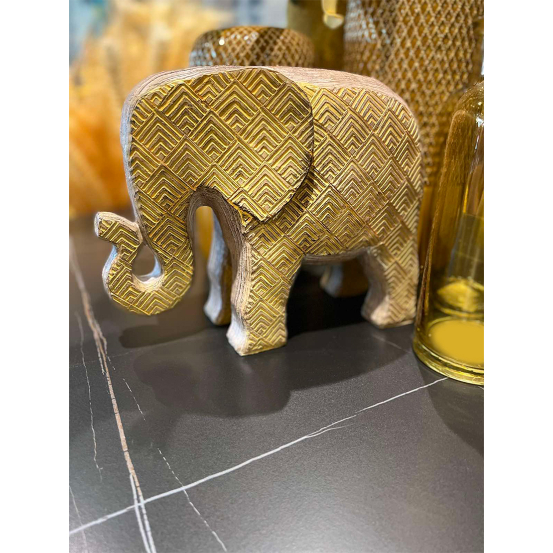 AFRICANA 1 DECO ELEPHANT POLYRESIN YELLOW 24,5x11x