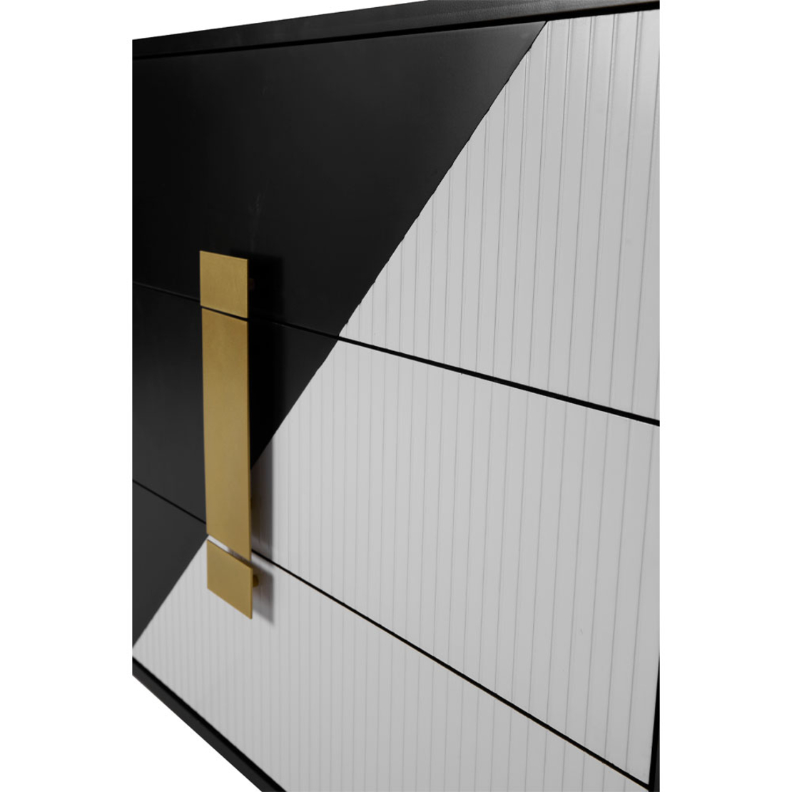 NEW YORK PEDESTAL 3DRAWERS MDF WHITE MDF BLACK GOLD E1
