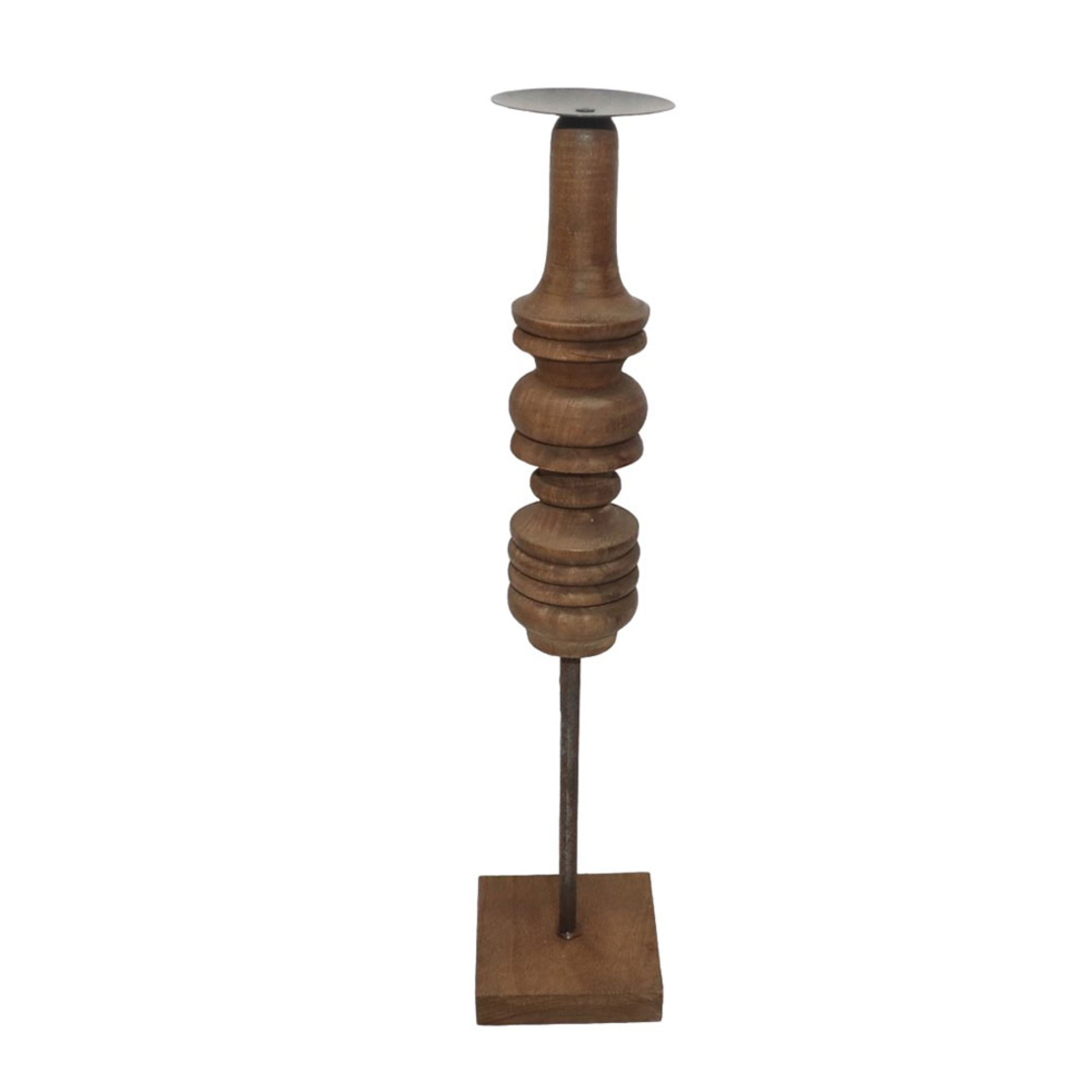 HIPPO CANDLE HOLDER WOOD METAL NATURAL D10xH46,5cm