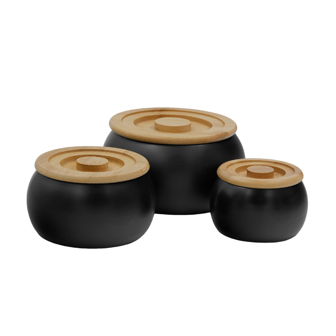 CURVE STORAGE JAR WITH LID SET 3PCS PORCELAIN BA
