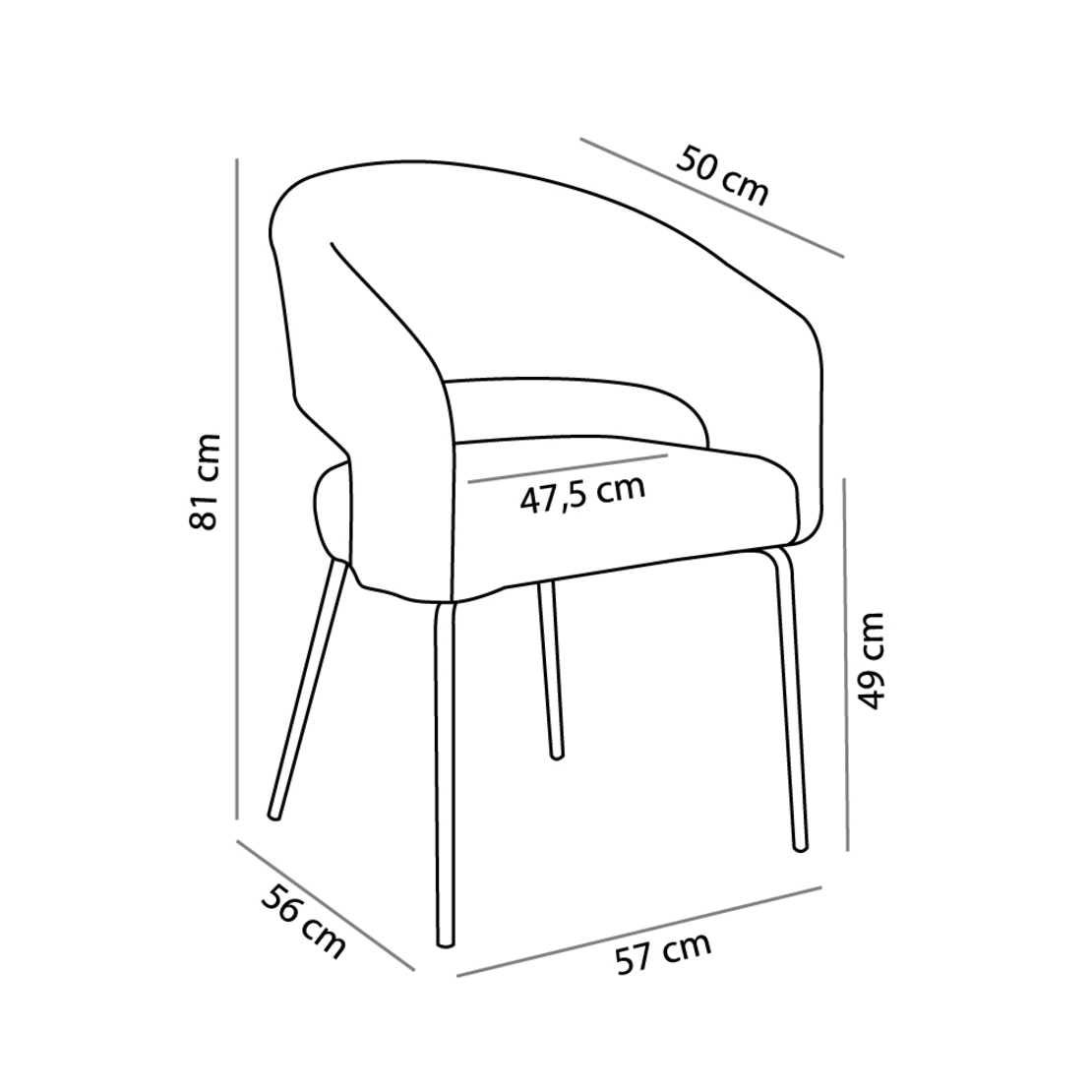 ABRAZO CHAIR ARMCHAIR FABRIC GREY LIGHT METAL BLACK E1 PRC