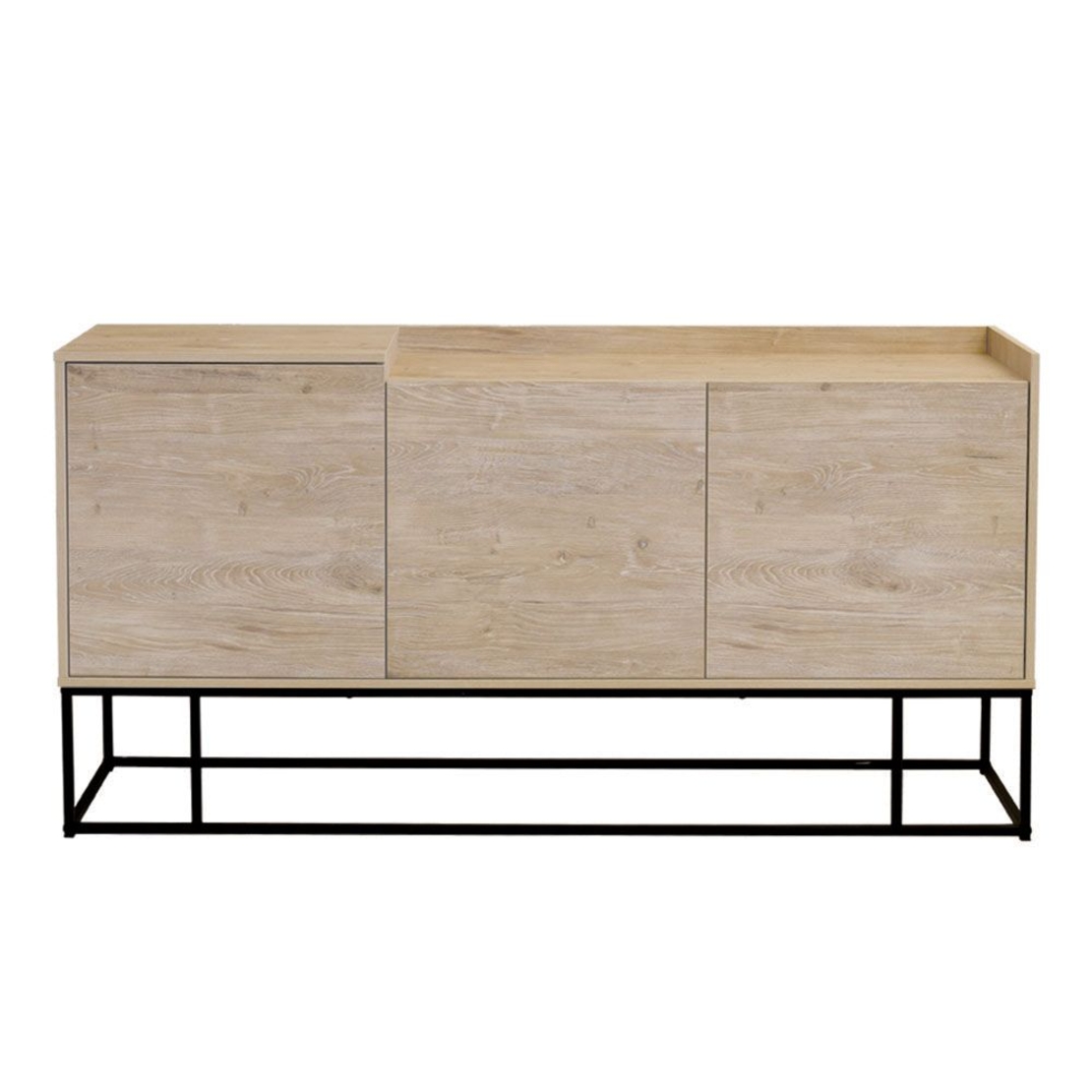 HILTON SIDEBOARD CHIPBOARD WITH MELAMINE CARTA SONOMA DECAPE METAL BLACK 160x39,5xH80cm E1 PRC