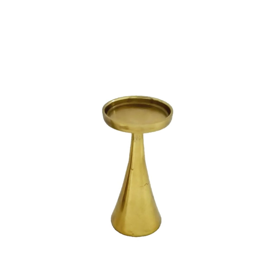 CON CANDLE HOLDER ALUMINIUM GOLD D9/11xH22cm IN