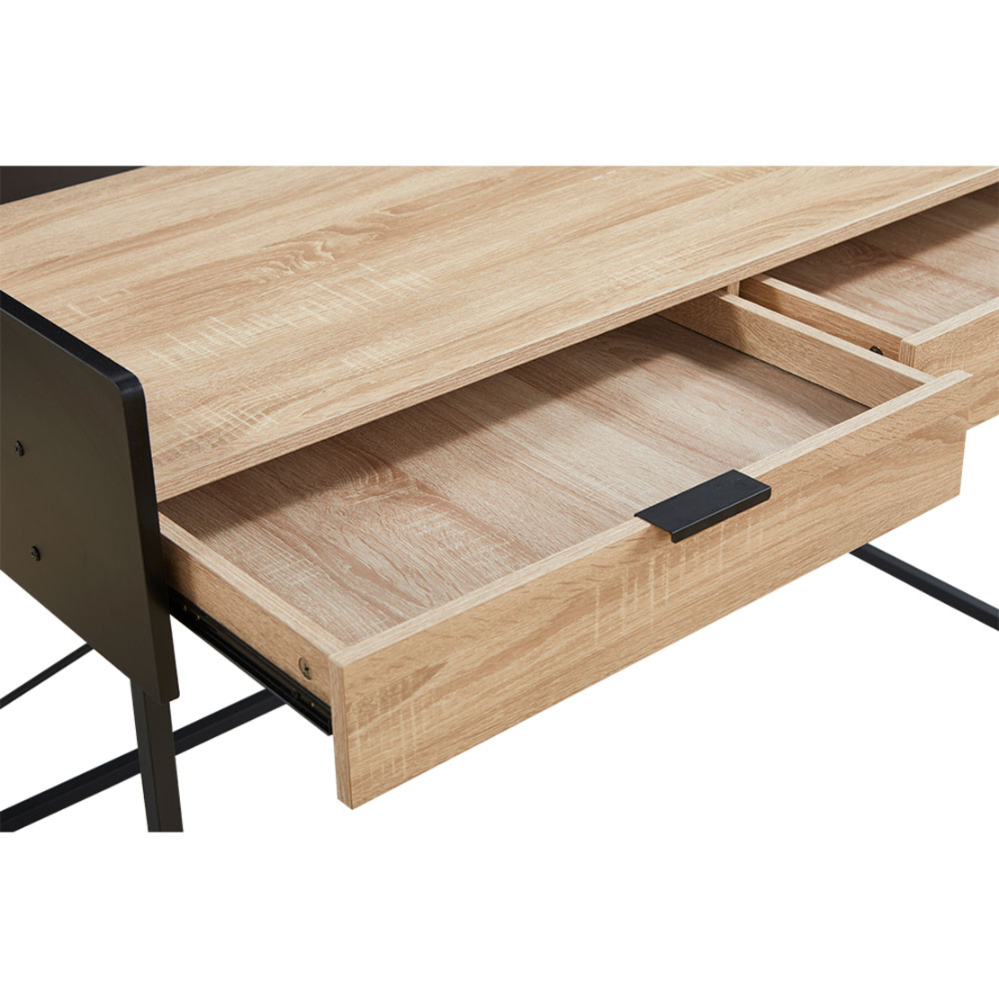 HOMI DESK 2DRAWERS CHIPBOARD WITH MELAMINE CARTA NATURAL BLACK 123x60xH86cm E1 PRC