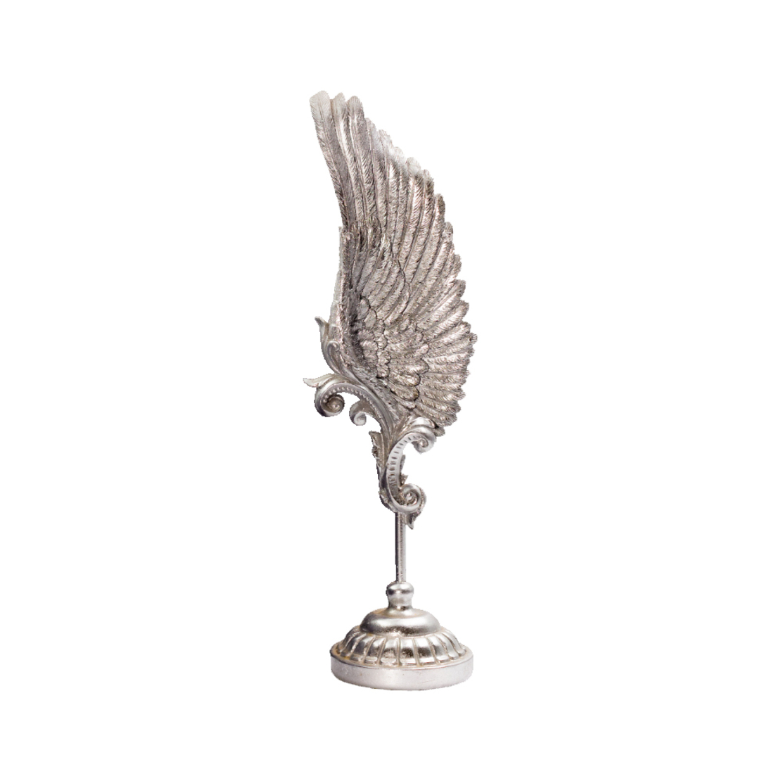 VOLE DECO FEATHER POLYRESIN SILVER ANTIQUE 14,5x11