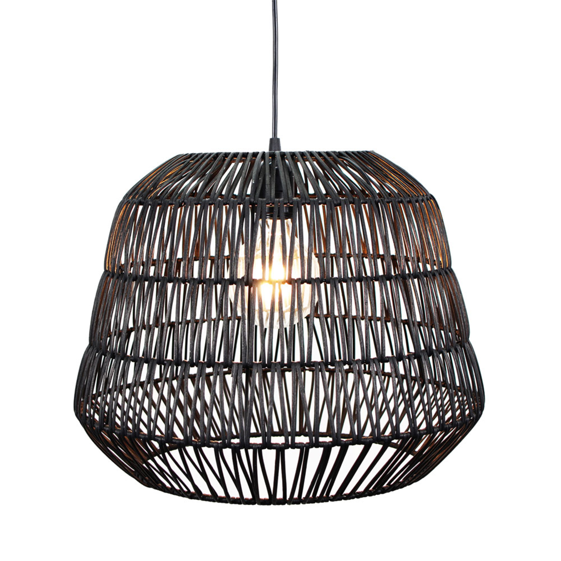 PHUCKET LAMP PENDANT METAL RATTAN BLACK 40x40xH32c