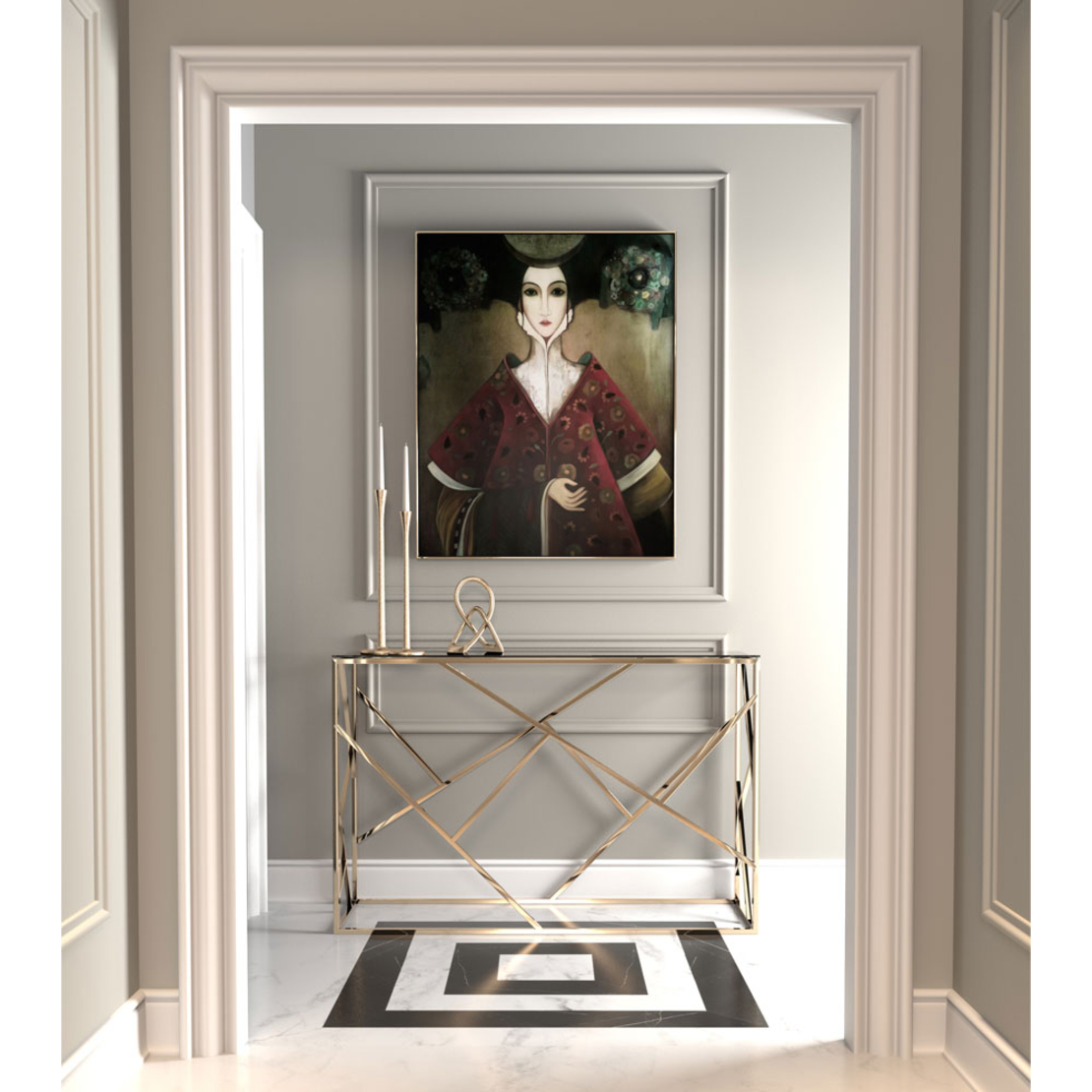 EAST LADY 1 PAINTING CANVAS MULTICOLOR WOOD FRAME