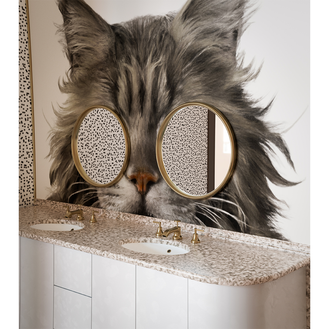LISCIO MIRROR WALL ALUMINIUM GOLD 46x46x3cm IN
