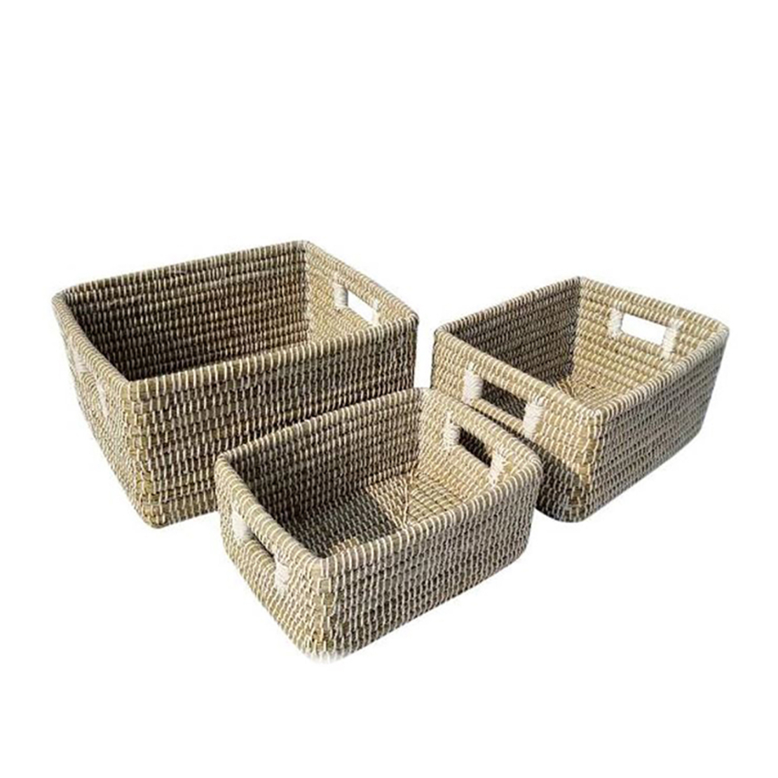 NILE BASKET SET 3PCS KANSGRASS PVC NATURAL WHITE 4
