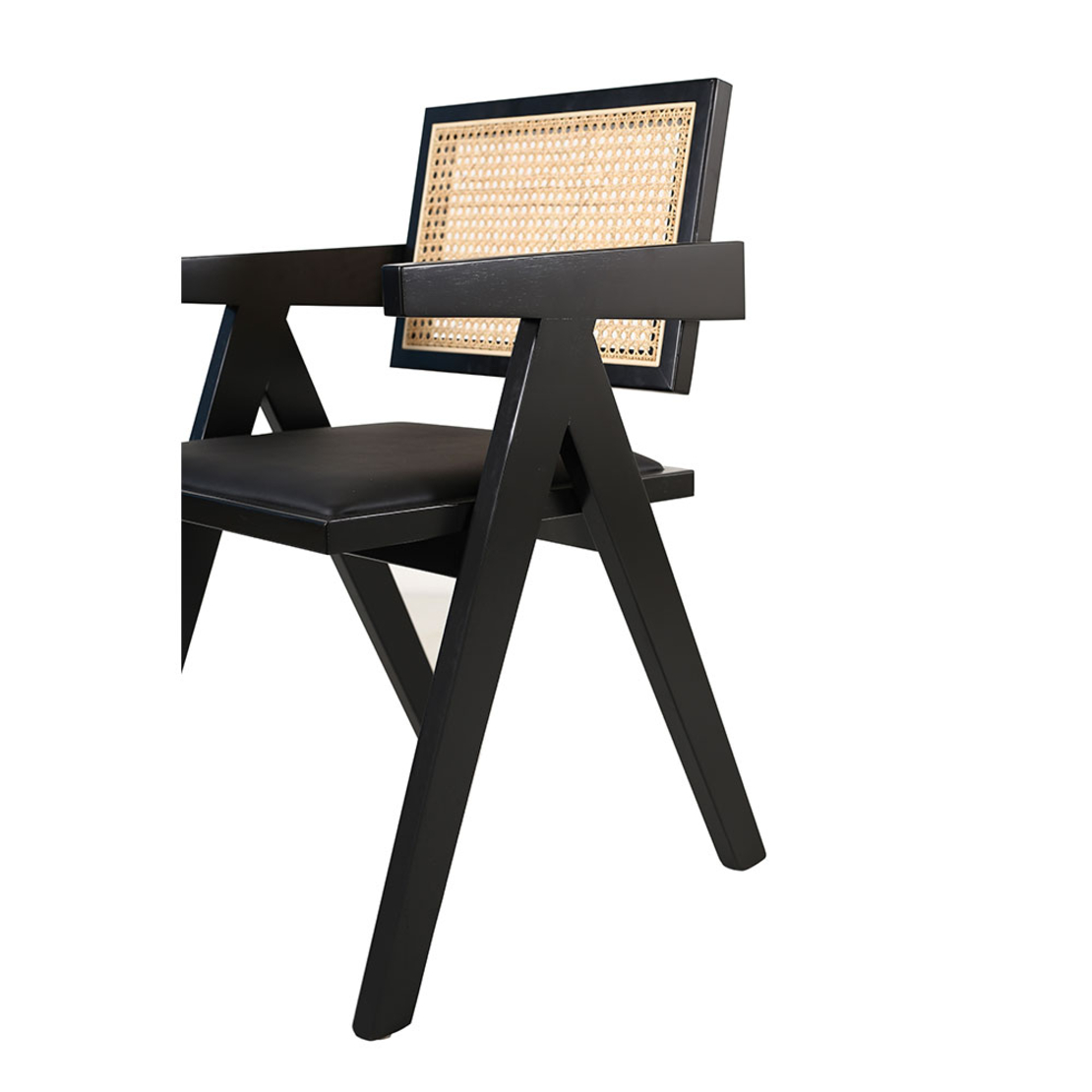 SAMURAI CHAIR WOOD RUBBERWOOD BLACK NATURAL RATTAN PRC