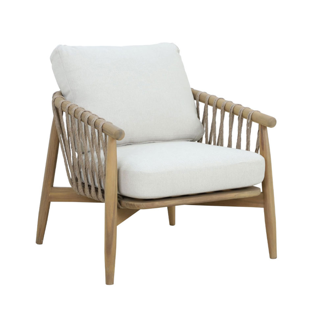 CORDA LOUNGE SET 1+2+1 WOOD ACACIA NATURAL WHITE V