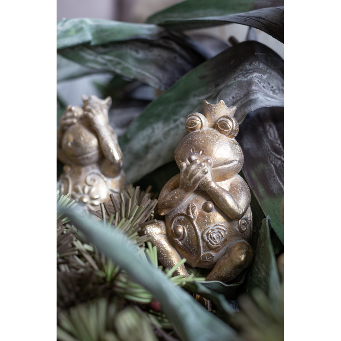 GRENOUILLE 3 DECO FROG POLYRESIN GOLD 11,2x10xH22,