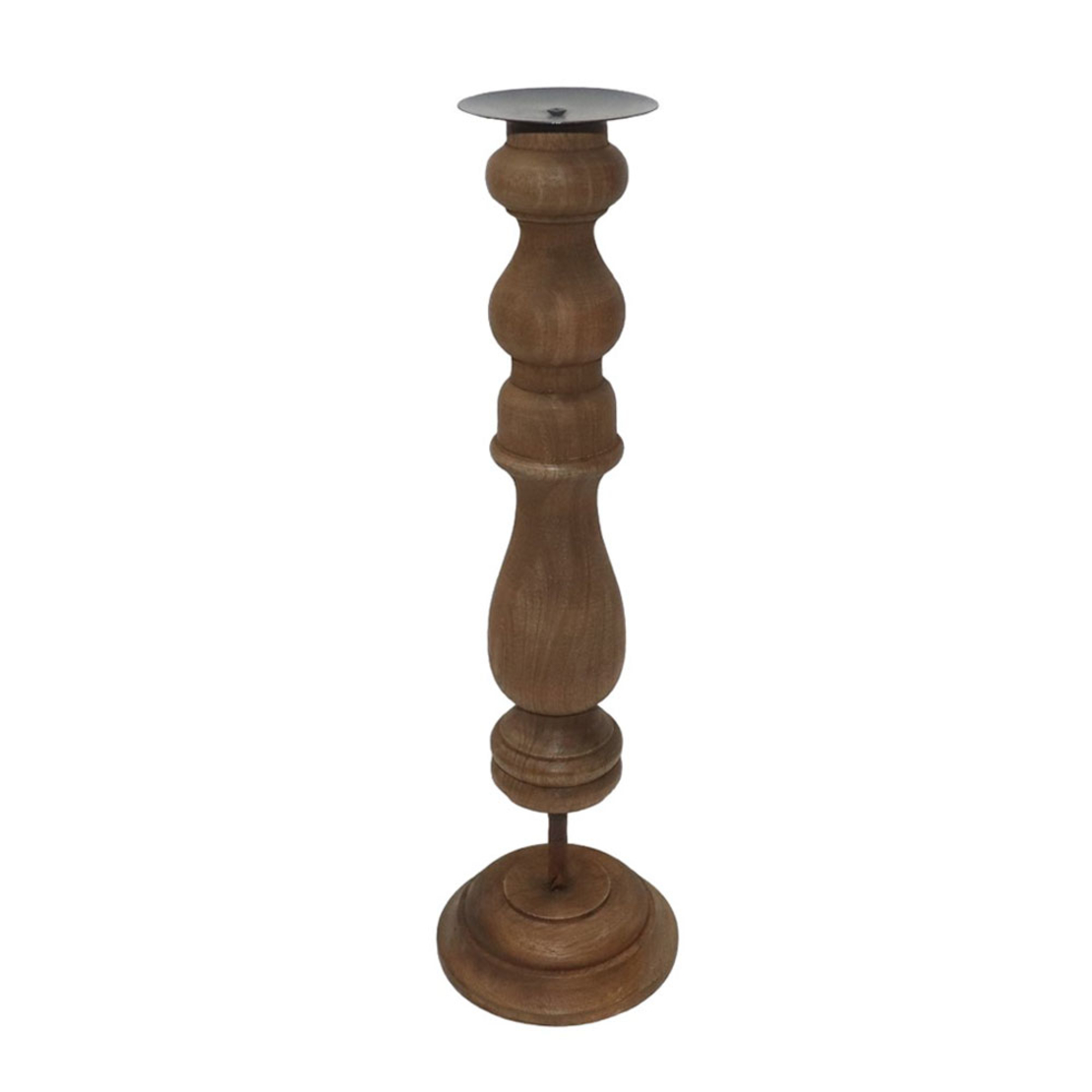 HIPPO CANDLE HOLDER WOOD METAL NATURAL D12xH41cm I