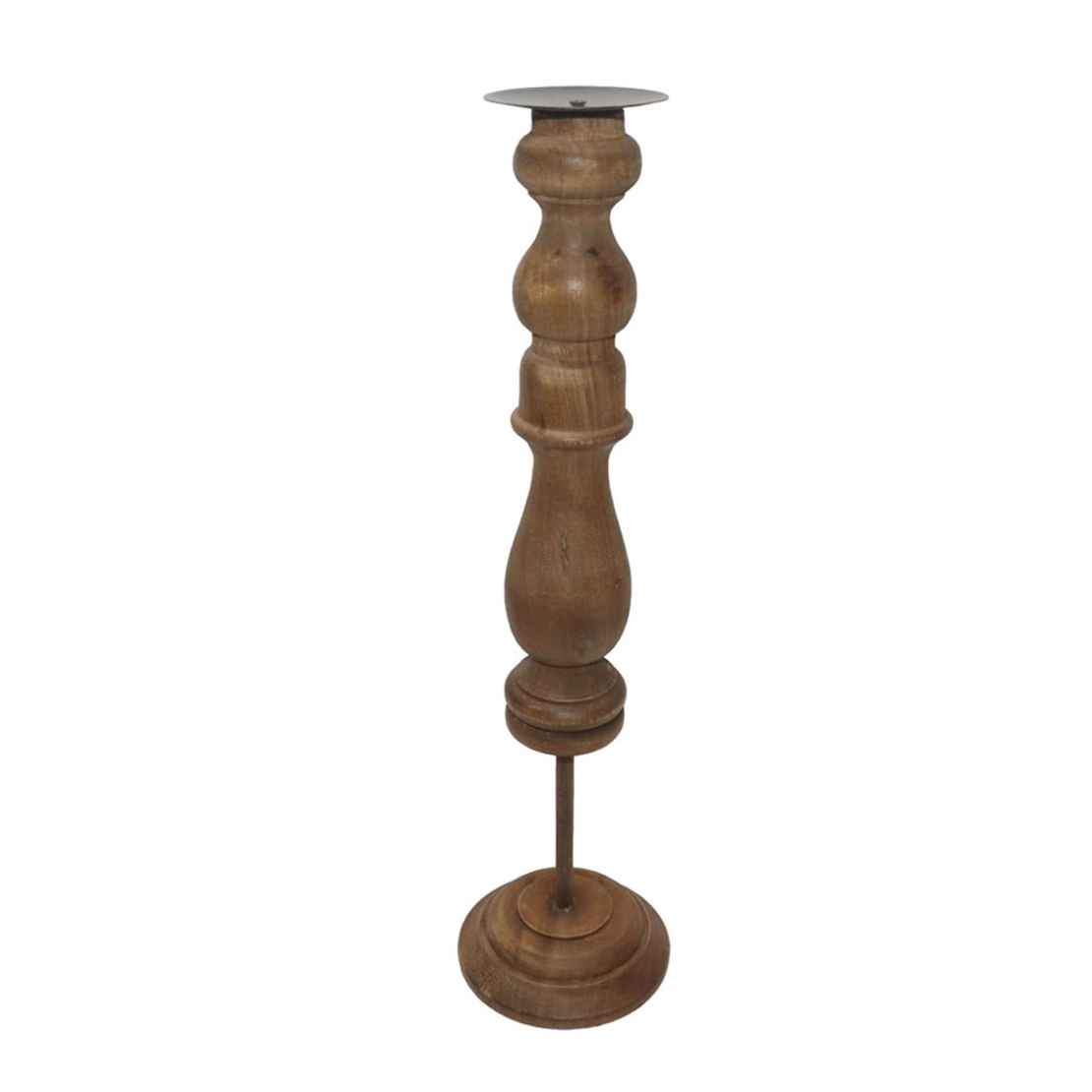 HIPPO CANDLE HOLDER WOOD METAL NATURAL D12xH46cm I