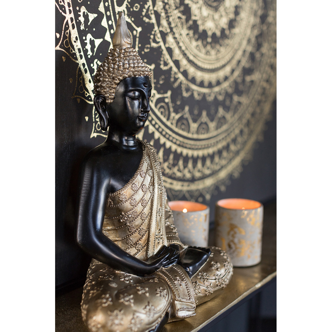KEBA DECO BUDDHA POLYRESIN BLACK GOLD 28x19xH41cm