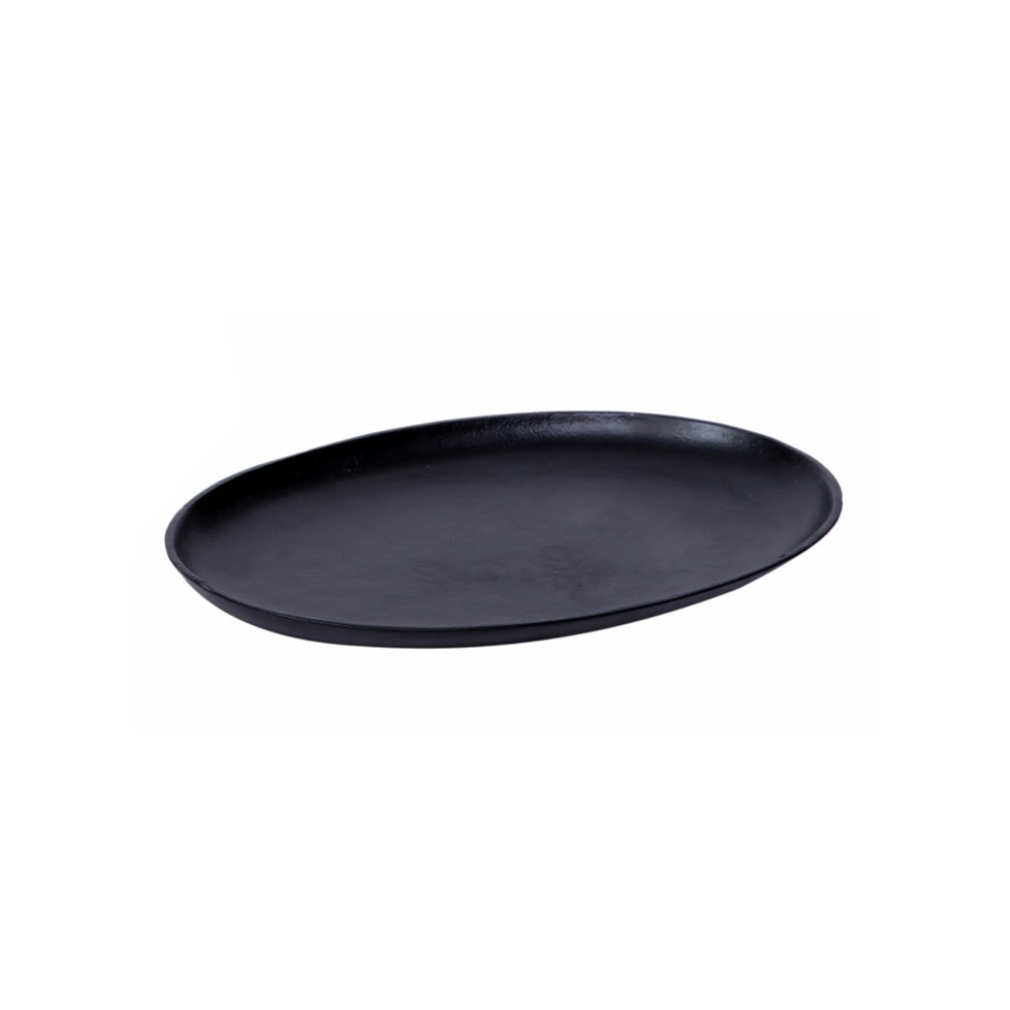 DHOTI OVAL TRAY ALUMINIUM BLACK 30x20xH3cm IN