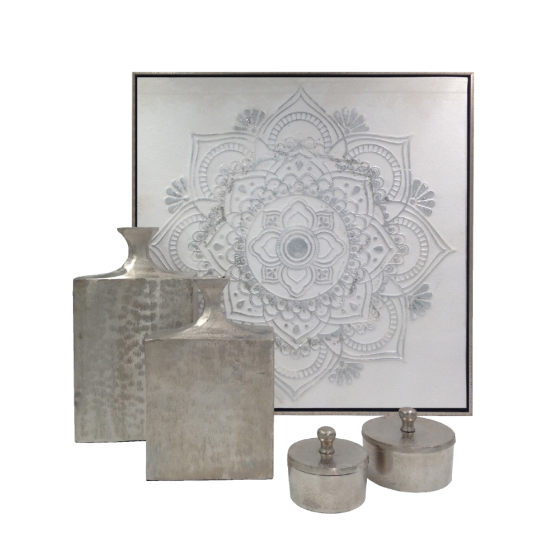 BOITE BOX WITH LID ALUMINIUM SILVER 14x14xH10cm IN
