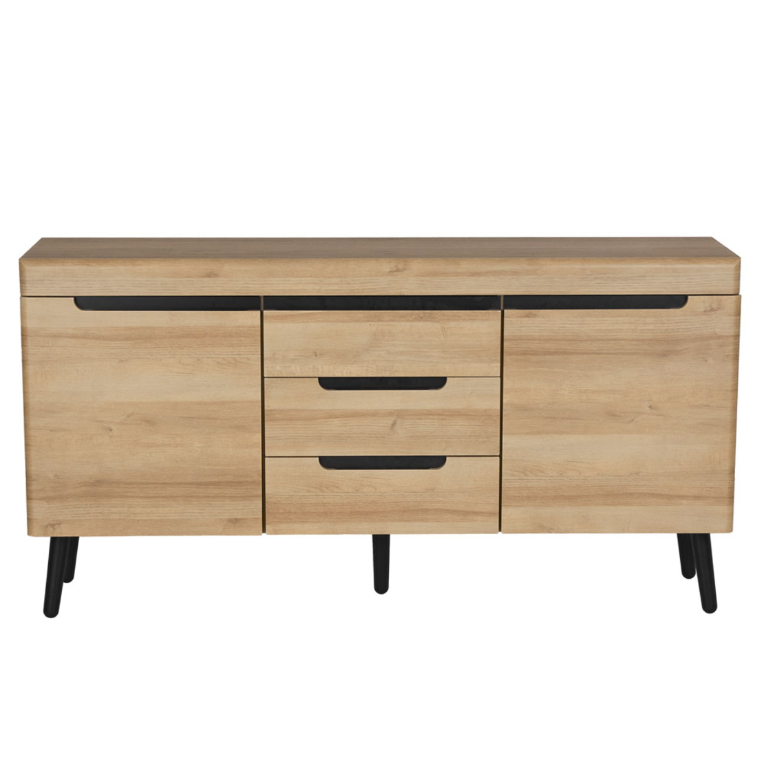 GRIF SIDEBOARD CHIPBOARD WITH MELAMINE NATURAL BLACK BLACK 160x40xH83cm E1 PRC