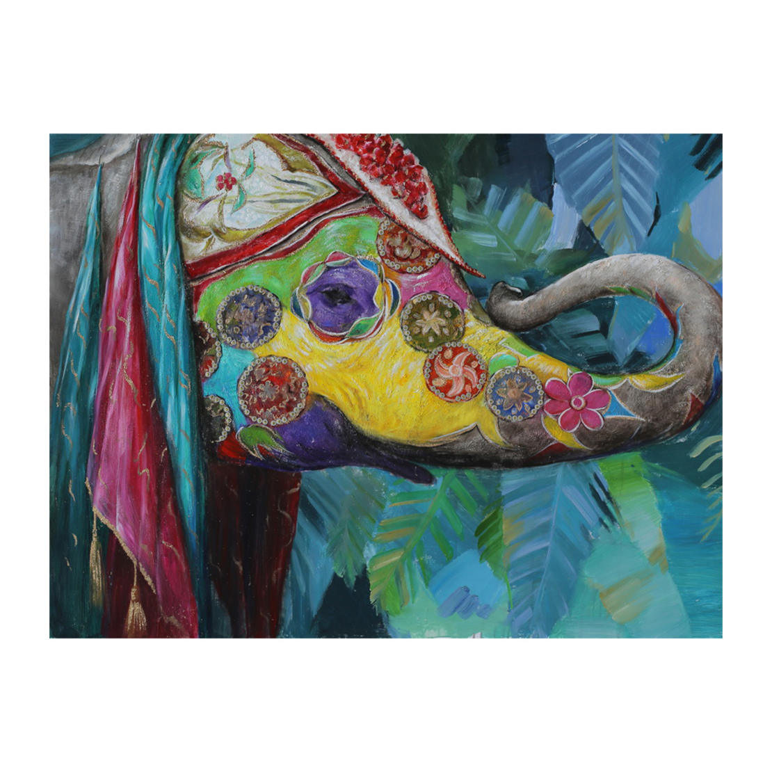 INDIA PAINTING CANVAS WOOD 76x100xH3,5cm PRC