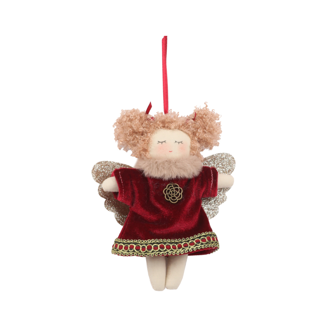 XMAS SPECTRUM GIRL 7 PENDANT ANGEL FABRIC RED BEIG