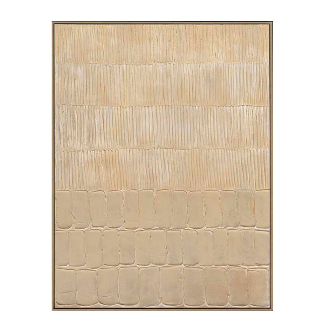 ZEB PAINTING DECORATIVE 90x120x5 CANVAS BEIGE WOOD NATURAL