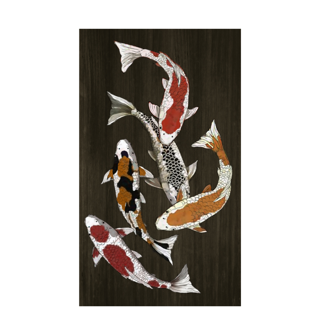 FISH IN COLORS PAINTING CANVAS MULTICOLOR 70x120xH