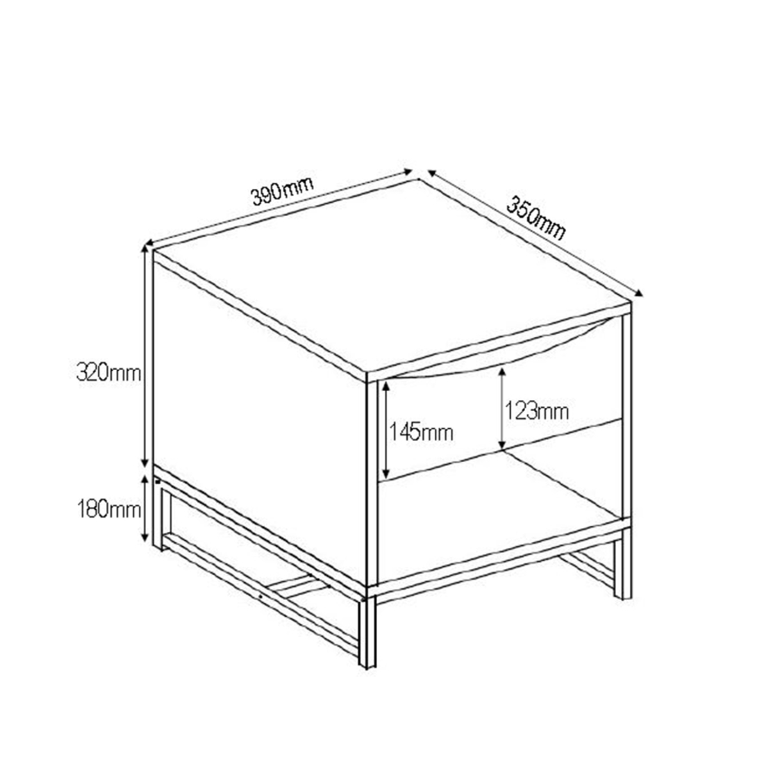 EDGE NIGHTSTAND 1DRAWER CHIPBOARD WITH MELAMINE CARTA BLACK METAL SONOMA E1 PRC