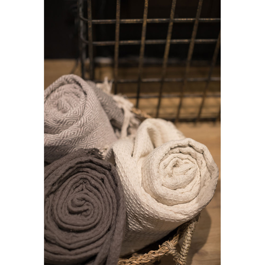 ROMVOS THROW COTTON POLYESTER BEIGE BROWN 130x170c