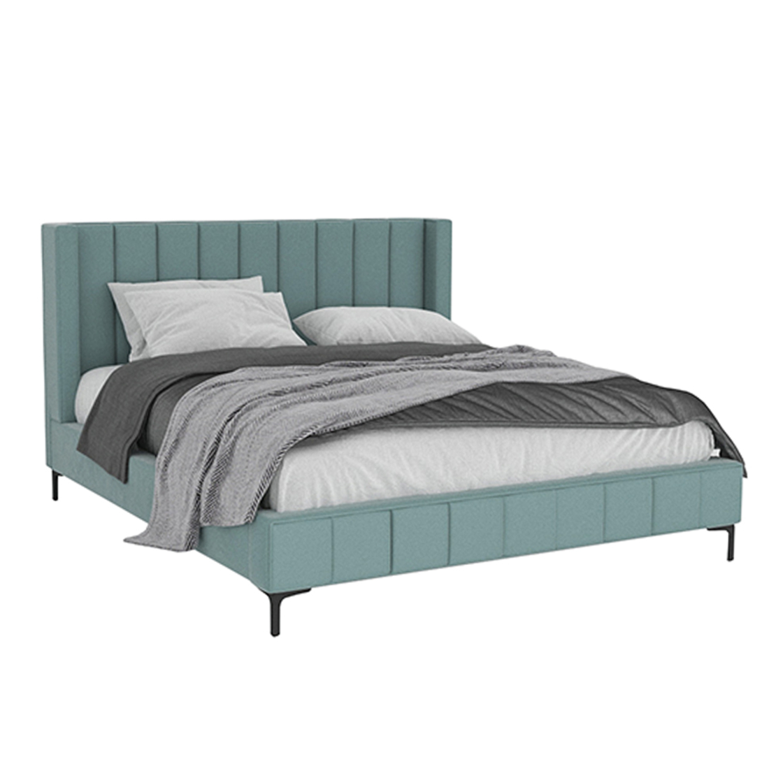 TOKYO BED (FOR MATTRESS 160x200cm) FABRIC MINT METAL BLACK E1 MY
