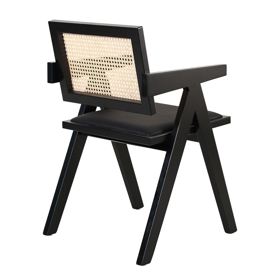SAMURAI CHAIR WOOD RUBBERWOOD BLACK NATURAL RATTAN PRC