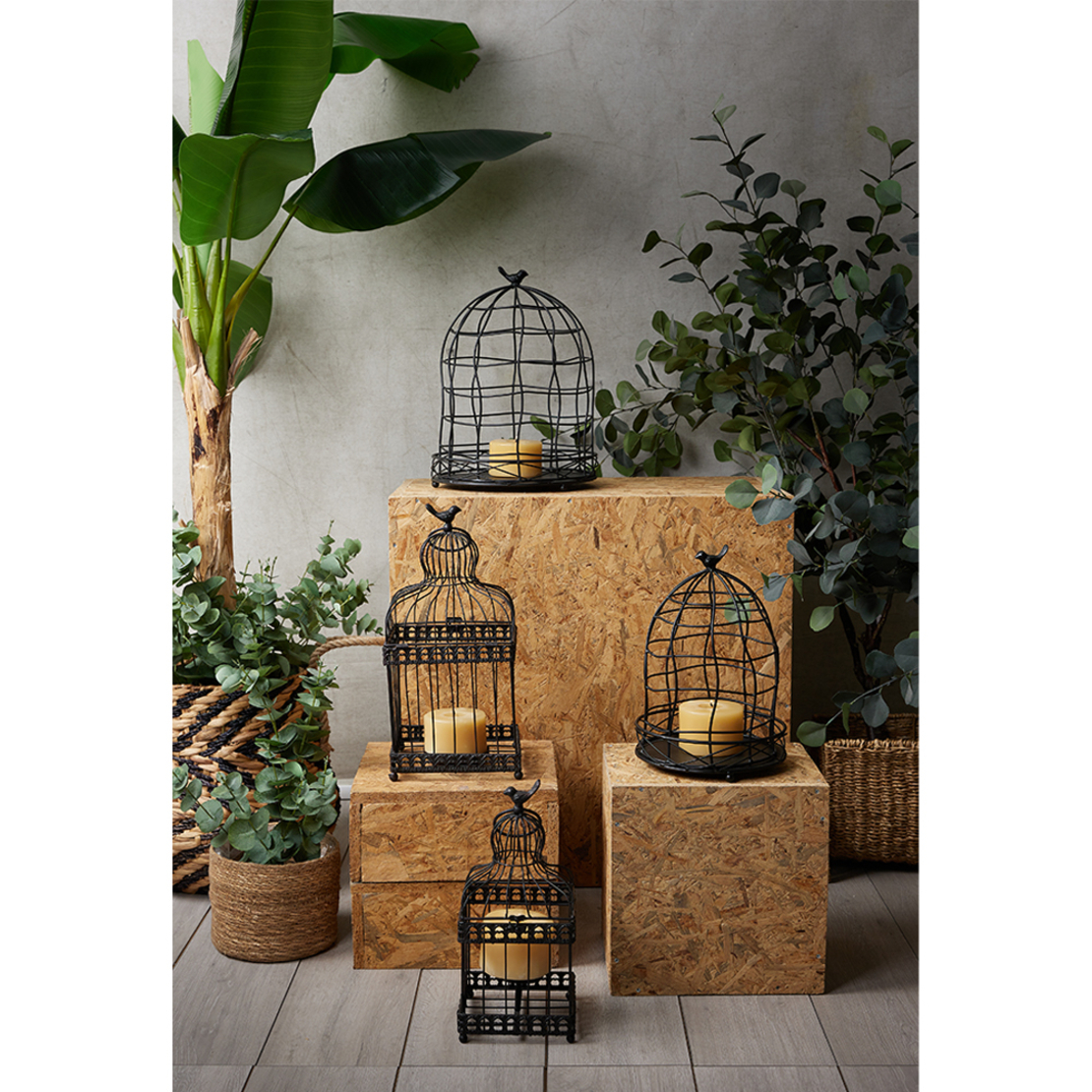 DAISY DECO CAGE SET 2PCS METAL BLACK 20x20xH46cm P