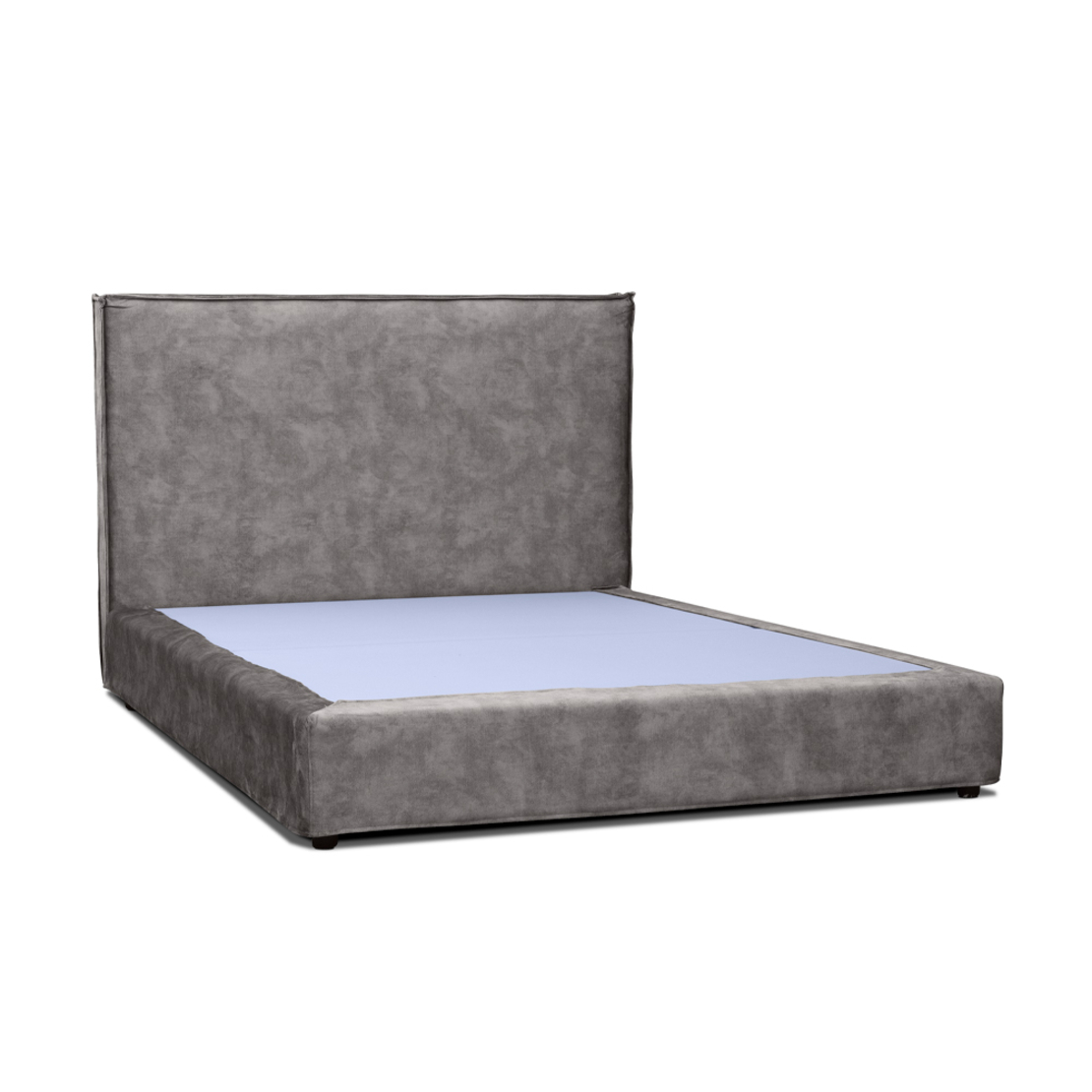 DOMUS HEADBOARD AND BASE FABRIC SOLID WOOD PINE SILVER GREY CHIPBOARD E1 GR