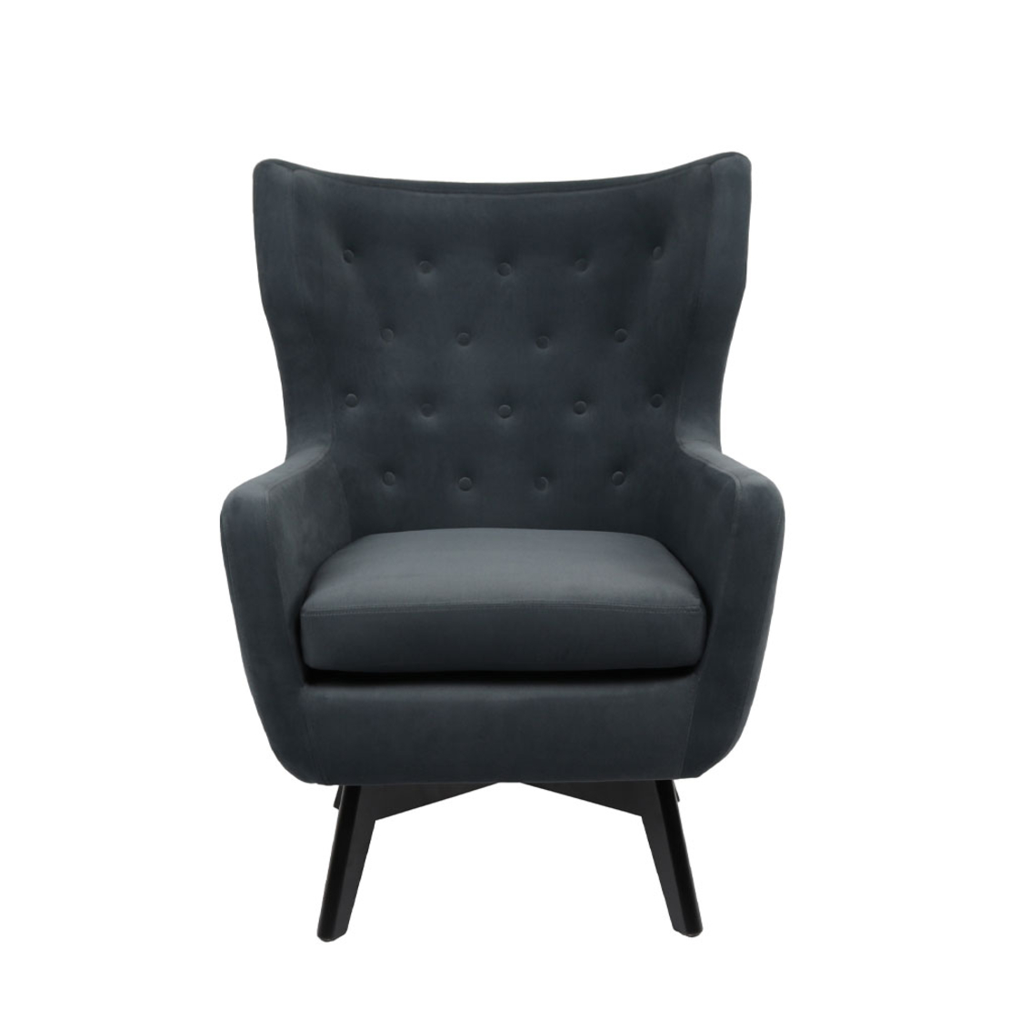 MEGA ARMCHAIR FABRIC GREY DARK WOOD RUBBERWOOD BLA