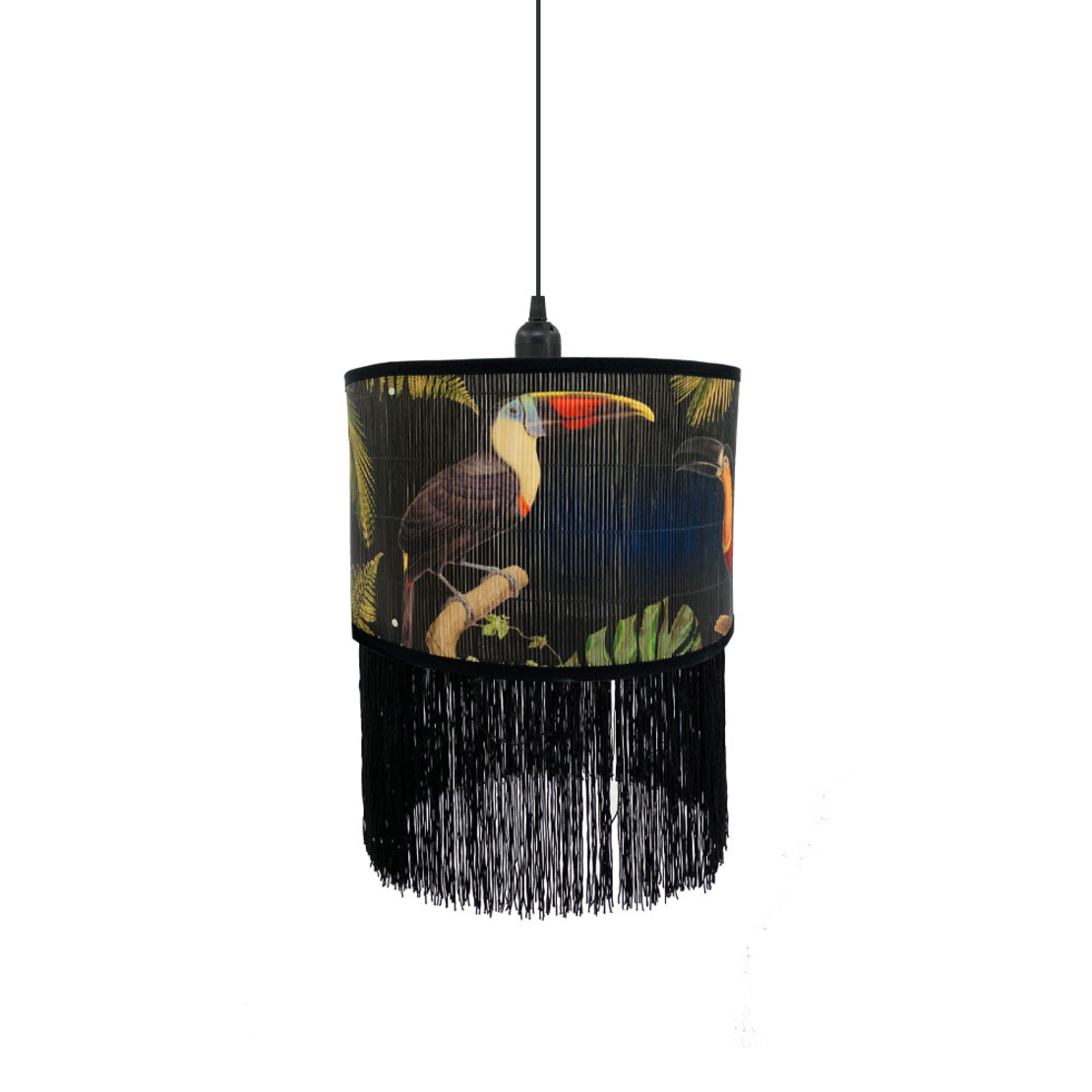 TROPICAL BIRDS B LAMP PENDANT BAMBOO MULTICOLOR BL
