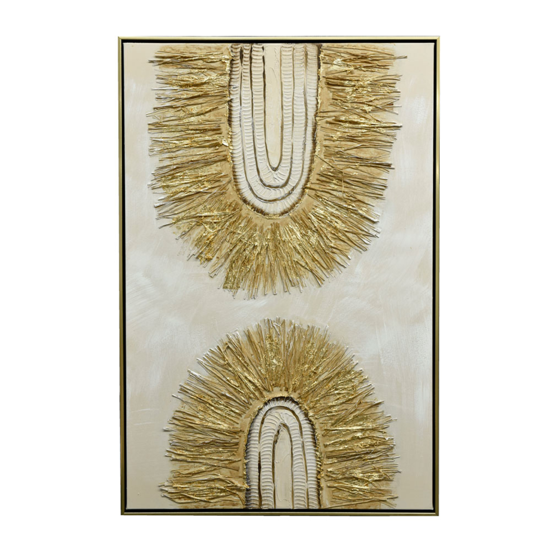 BOHO ART PAINTING CANVAS MULTICOLOR FRAME GOLD 60x