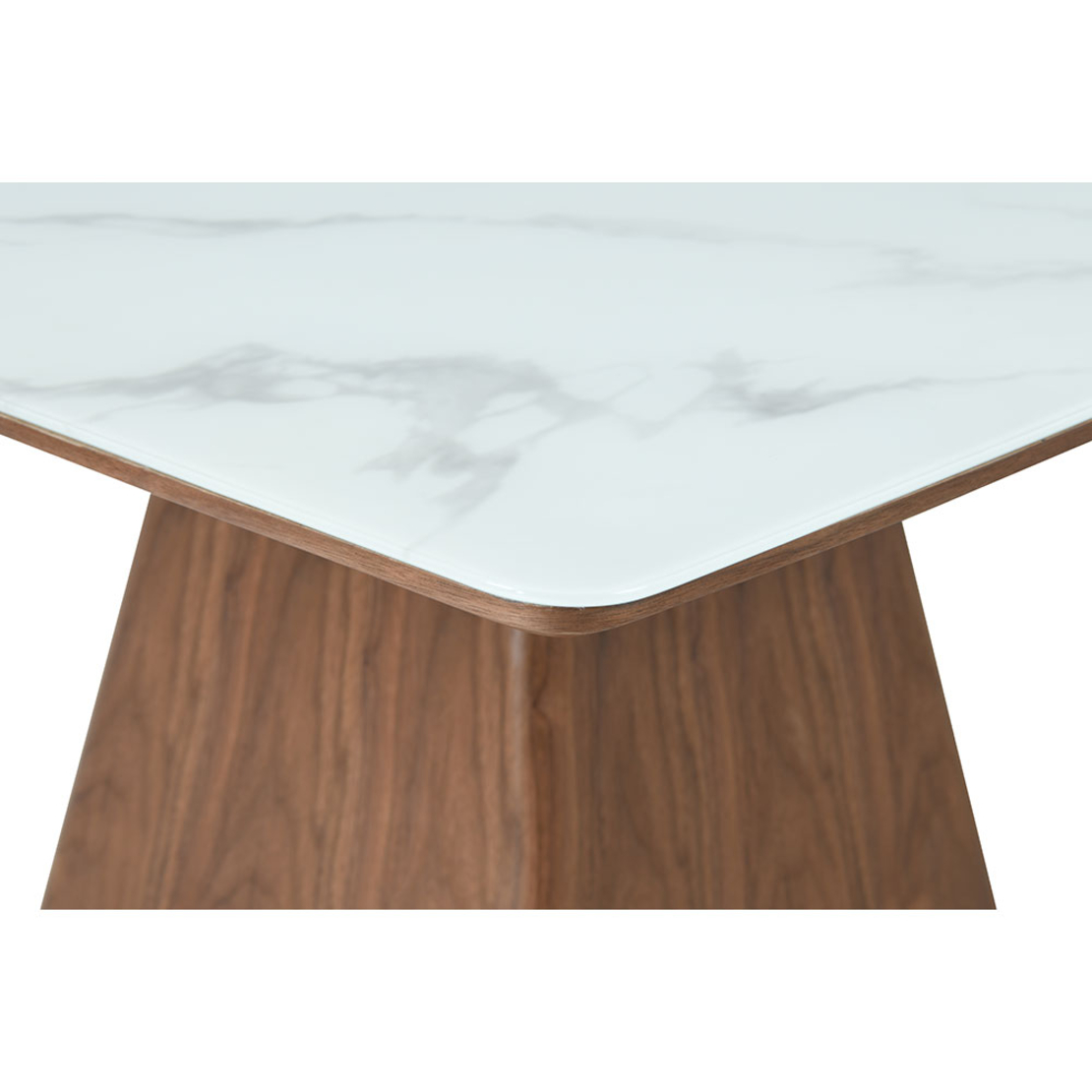TOTEM TABLE SANDY GLASS WALNUT WHITE WITH MARBLE PATTERN VENEER ΟΑΚ E1 PRC