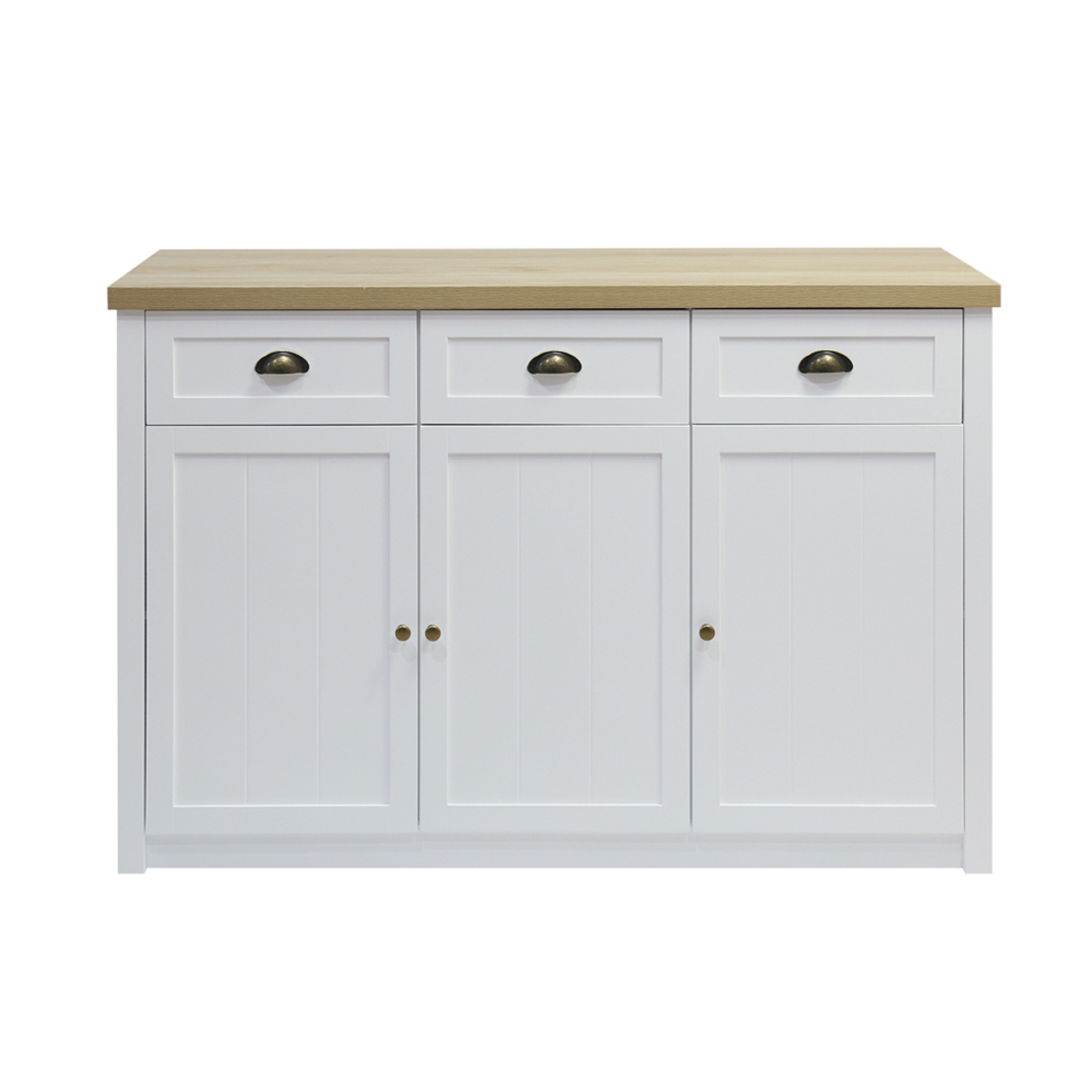COTTAGE SIDEBOARD MELAMINE WHITE NATURAL 130x40xH87cm E1 PRC