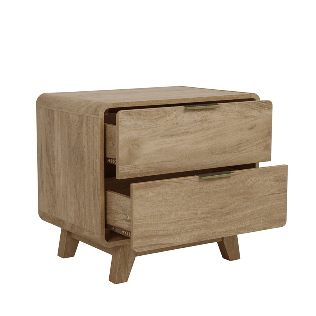 OVAL NIGHTSTAND 2DRAWERS CHIPBOARD WITH MELAMINE CARTA NATURAL E1 PRC