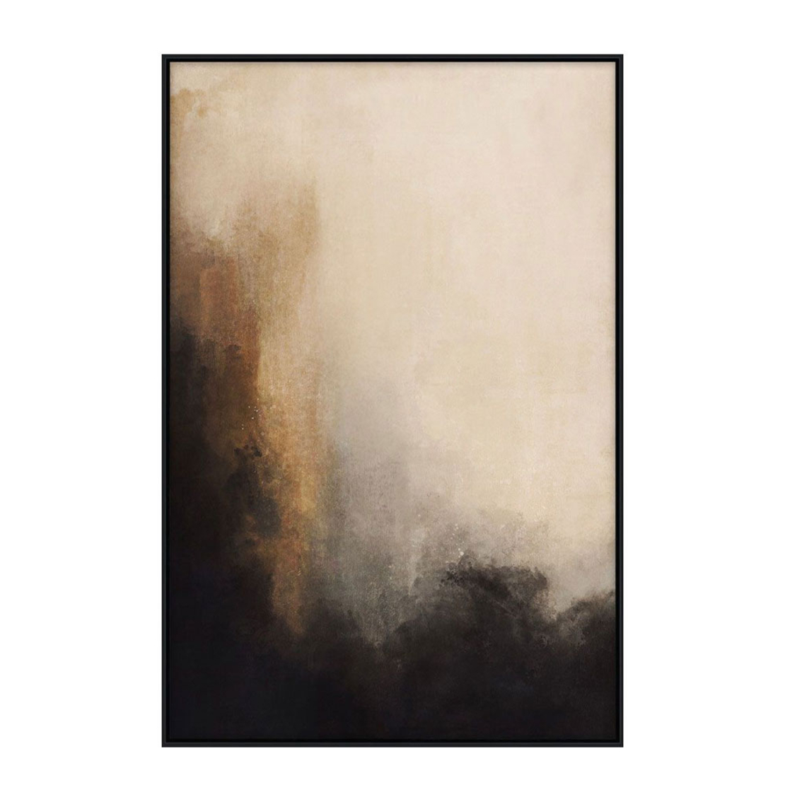 FREEFLOW PAINTING DECORATIVE WITH FRAME 80x120x4 CANVAS BEIGE BLACK PP GOLD