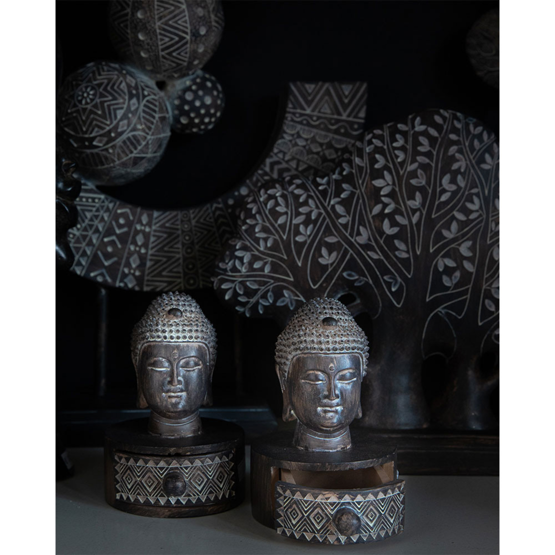 BADBA DECO BUDDHA POLYRESIN BROWN WHITE 10x11,3xH1