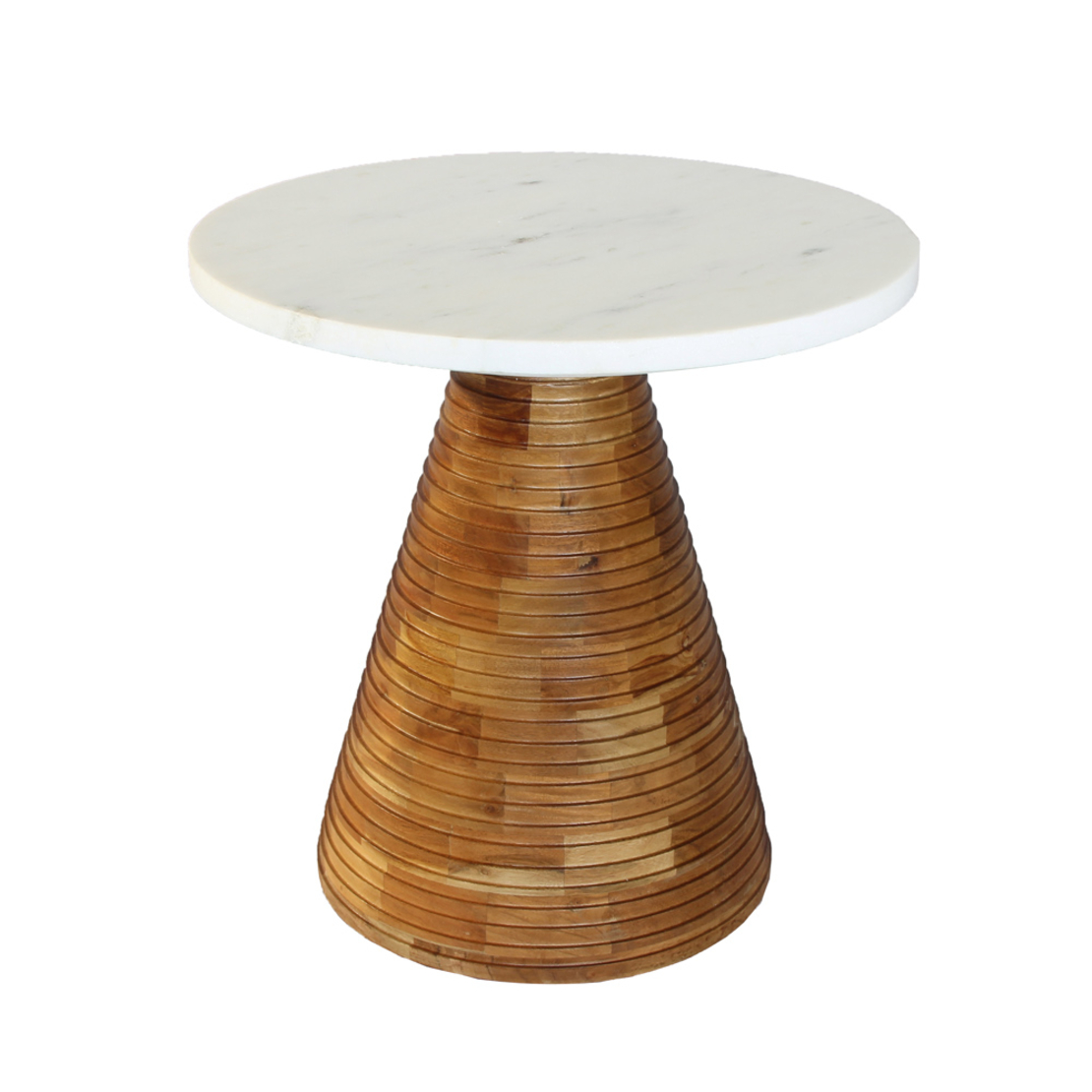 SAVOA SIDE TABLE MARBLE WHITE WOOD ACACIA WALNUT 45x45xH45cm IN