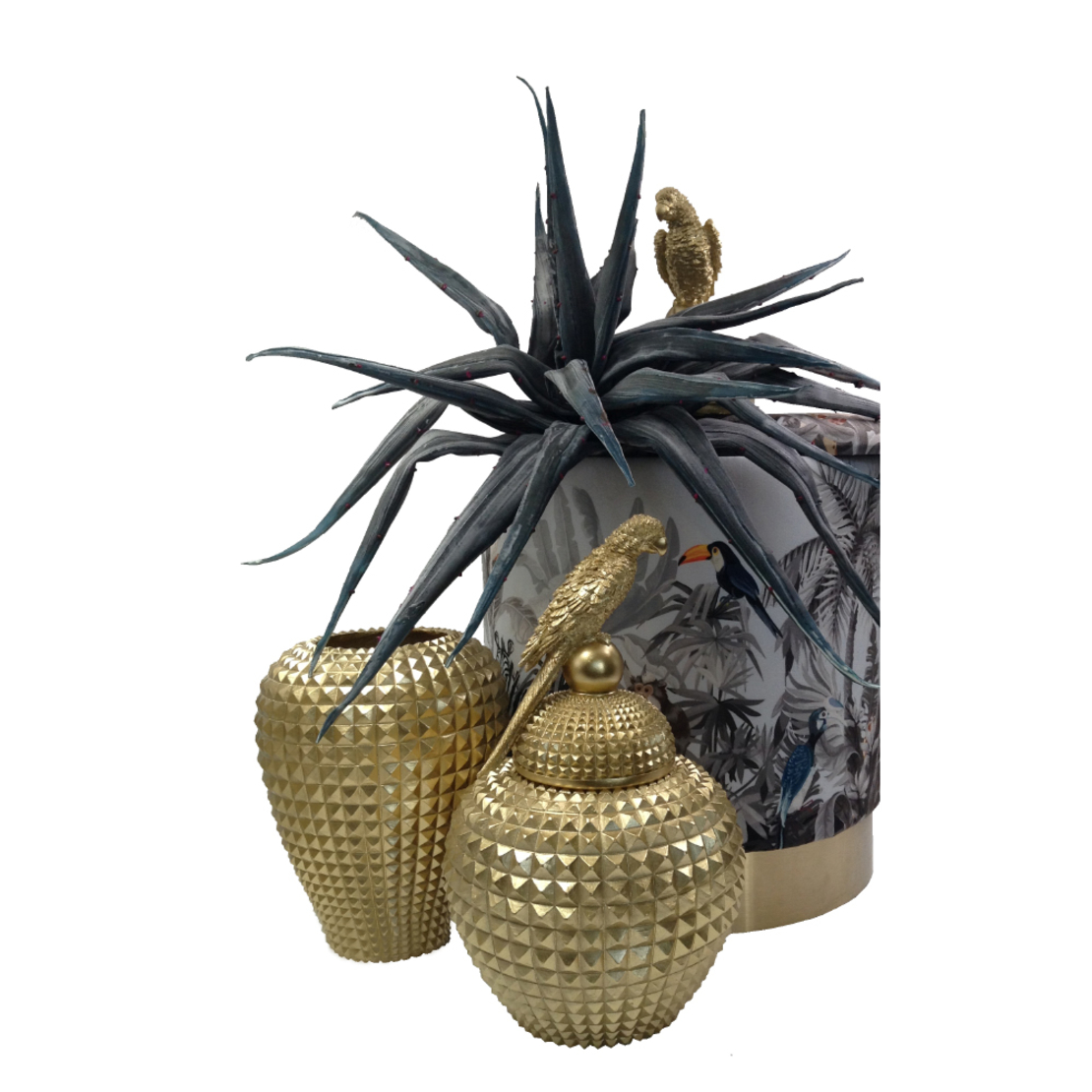 PERROQUET STORAGE JAR POLYRESIN GOLD D23xH38cm PRC