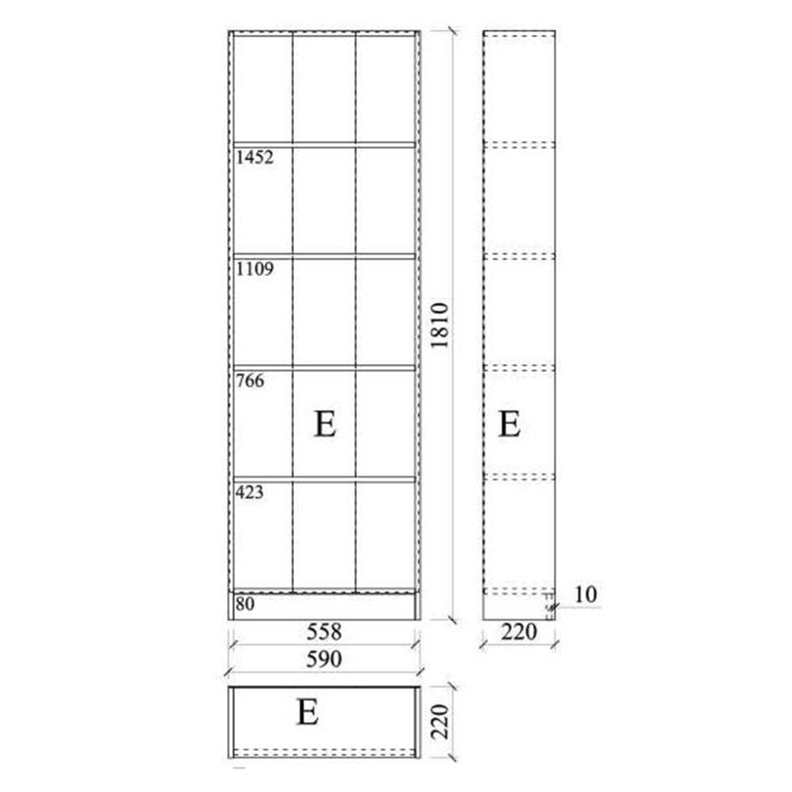 ADORNO 59 BOOKCASE MELAMINE SONOMA 59x22xH183cm E1 EU