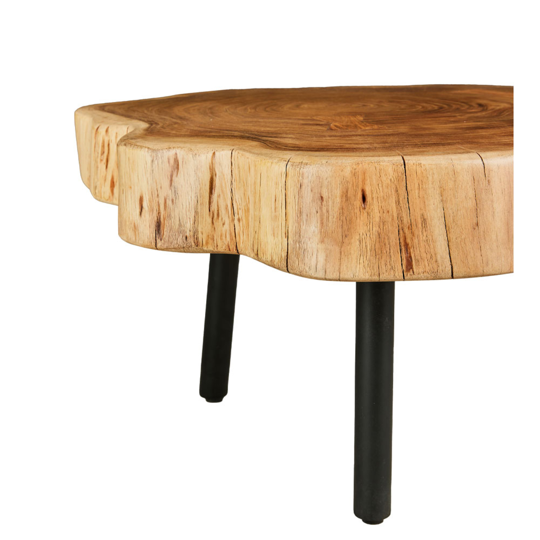 RAW COFFEE TABLE WOOD ACACIA NATURAL METAL 80x80xH40cm IN