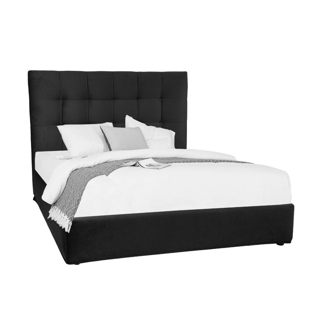 7DAYS BED WITHOUT STORAGE (FOR MATTRESS 160x200cm) FABRIC BLACK TEXAS27 FABRIC E1 EU