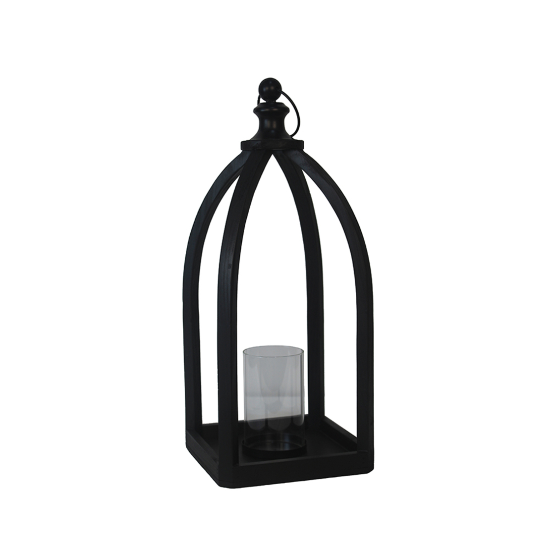 NIZAR LANTERN WOOD GLASS BLACK 20x20xH49,5cm PRC