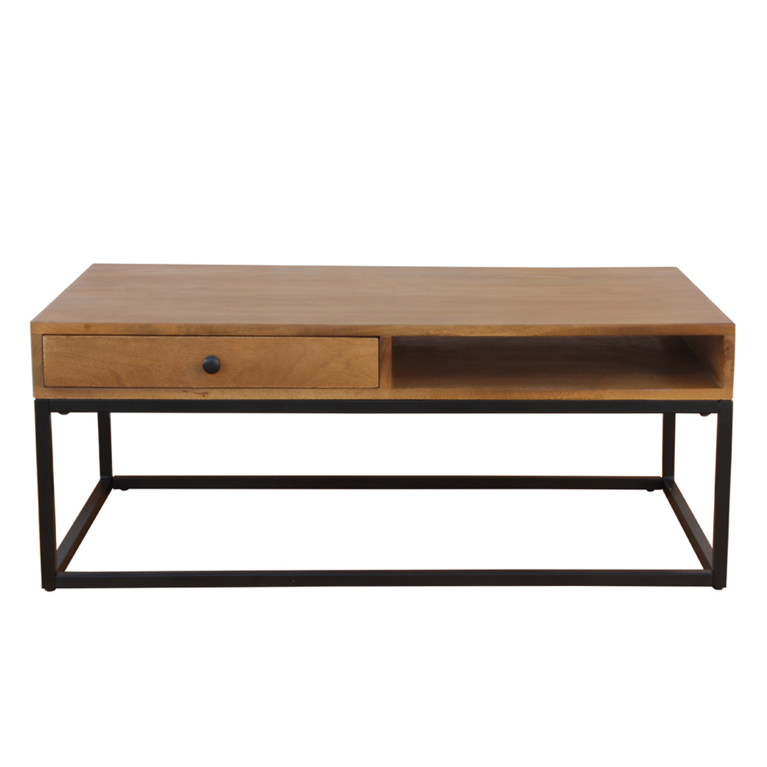 CASSETTO COFFEE TABLE 1DRAWER WOOD MANGO WALNUT METAL BLACK 100x60xH40cm IN