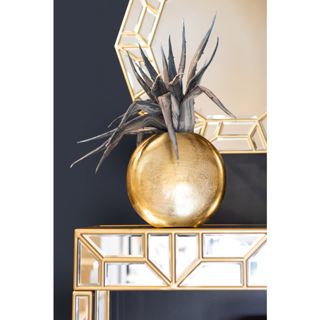 BALLON VASE ALUMINIUM GOLD 28x27xH8cm IN