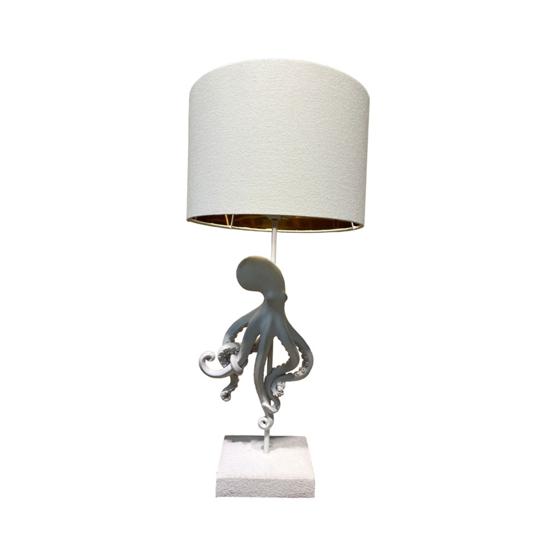 OCTOPUS LAMP TABLE 30x30x66 POLYRESIN WHITE FABRIC GREY WHITE